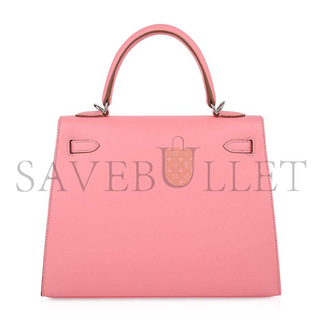 HERMÈS MASTER KELLY SELLIER 25 BAG PINK ROSE CONFETTI PALLADIUM HARDWARE EPSOM (25*17*7cm)